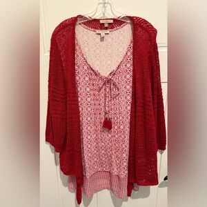 VALENTINE’S DAY!! Red Cardigan Sweater w/ sleeveless top bundle (3X ~ both)